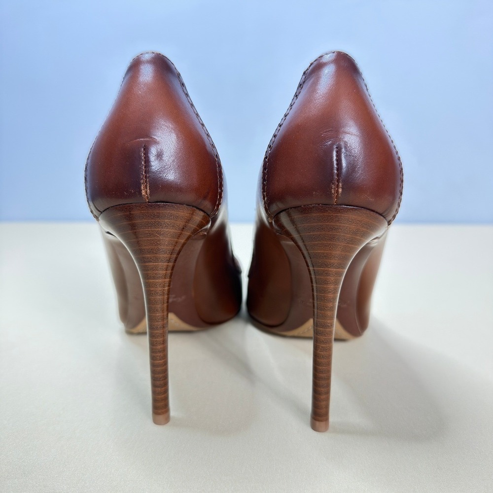 NEW Ralph Lauren Purple Label Sibylle Heels EU37.5 US7.5 Brown Burnished Leather - Picture 3 of 12